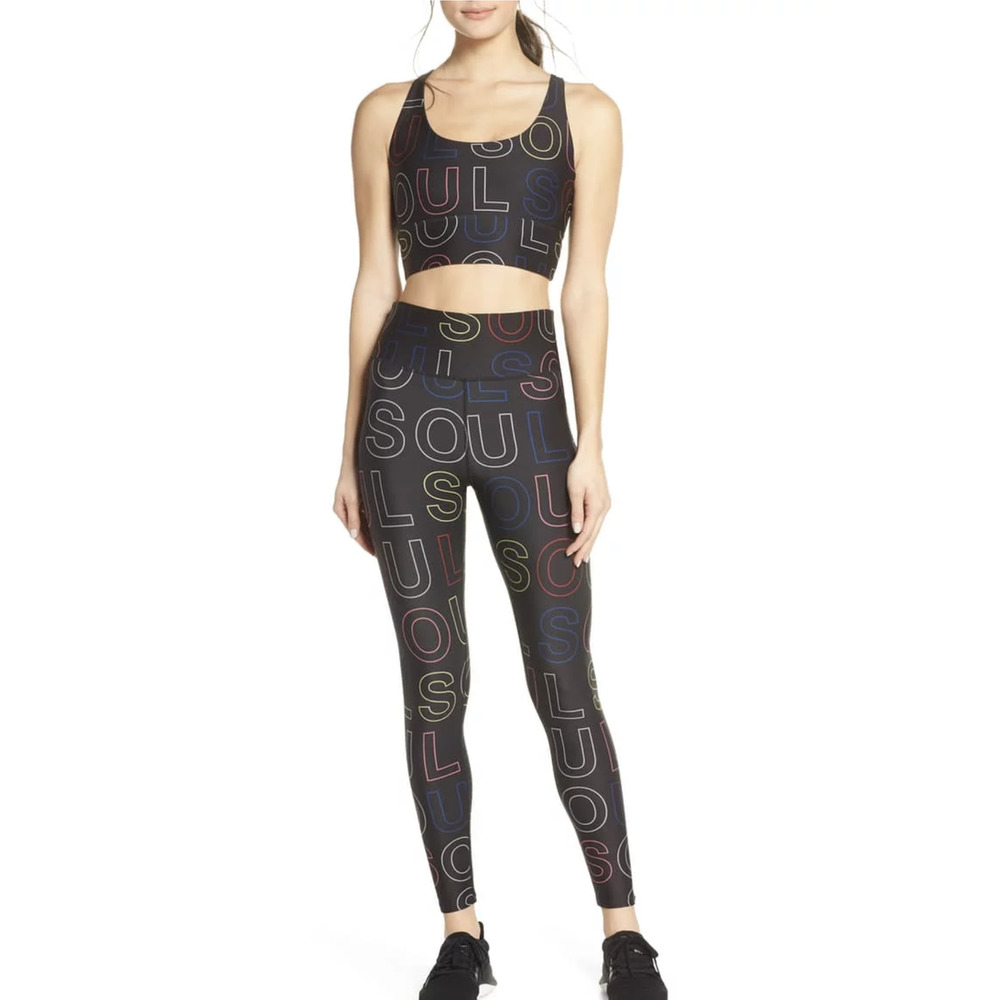 Soulcycle Soul Logo Black High Rise Leggings & Sports Bra Set Medium Multicolor